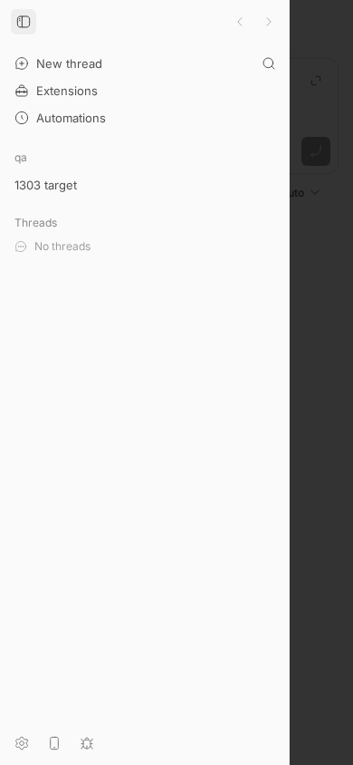 sidebar drawer open at mobile width before the tap