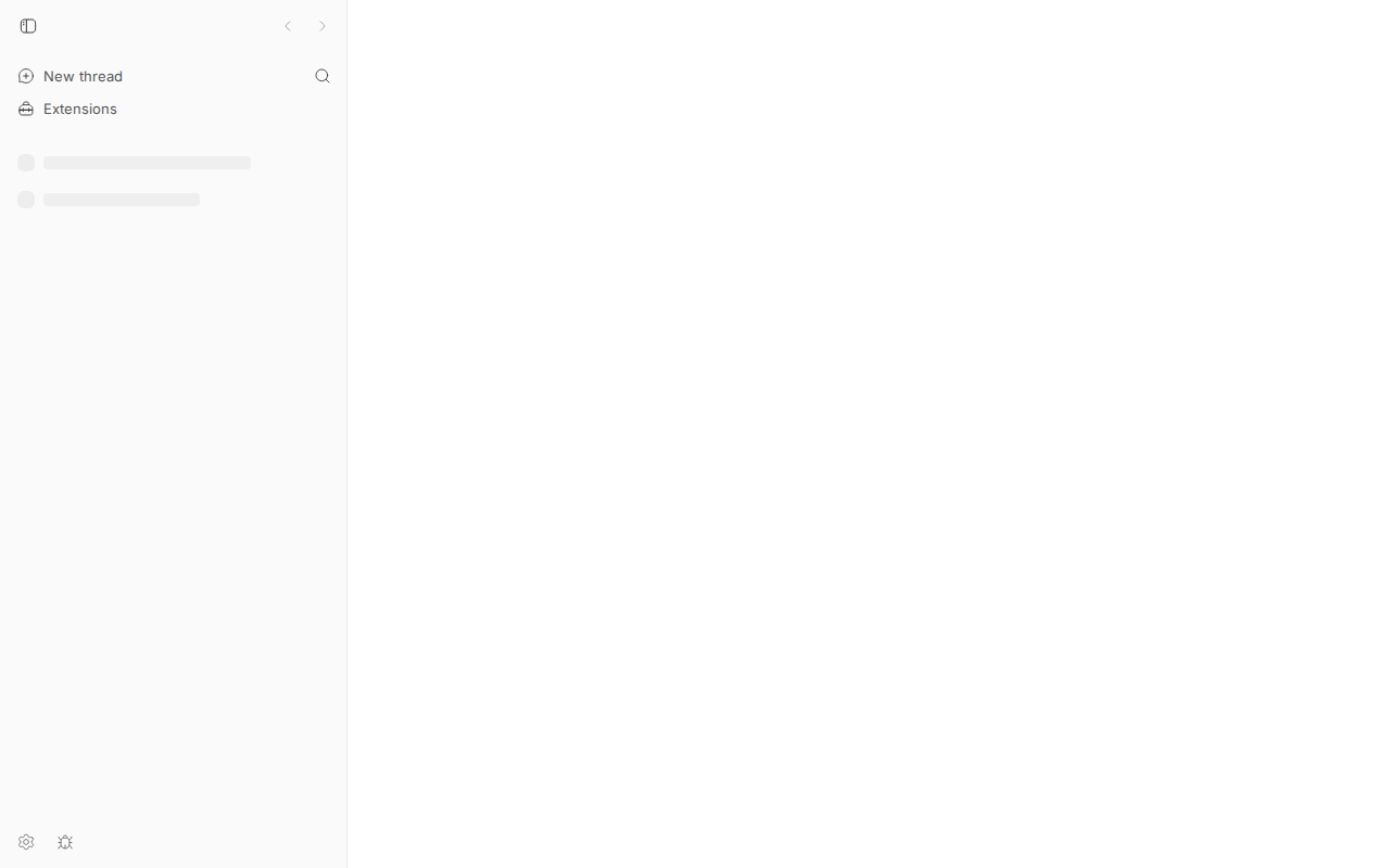 bb web app showing sidebar loading skeleton and empty main pane