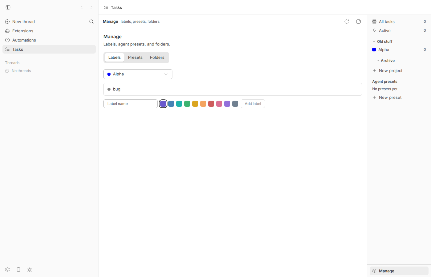 Manage → Labels on main
