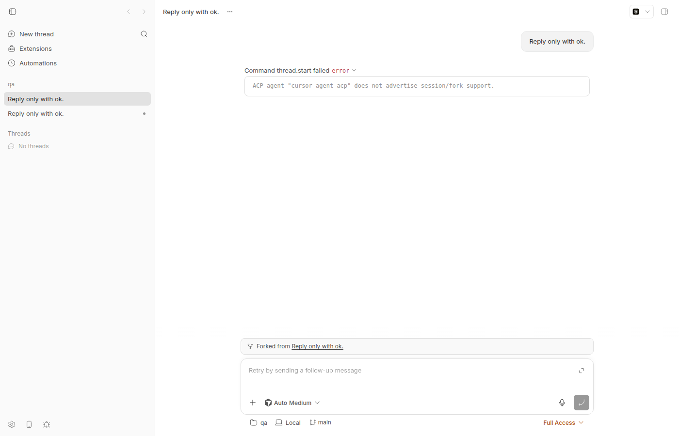 Forked thread in error state