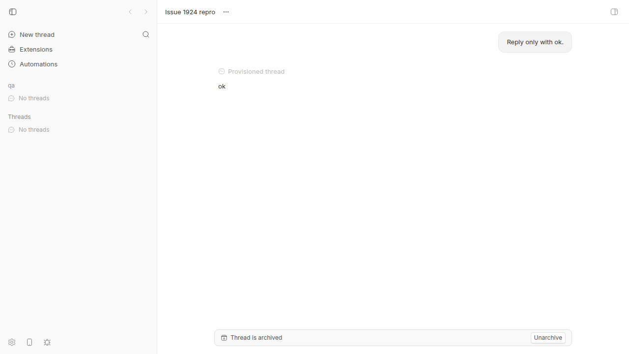 Same thread archived after applying the prototype fix