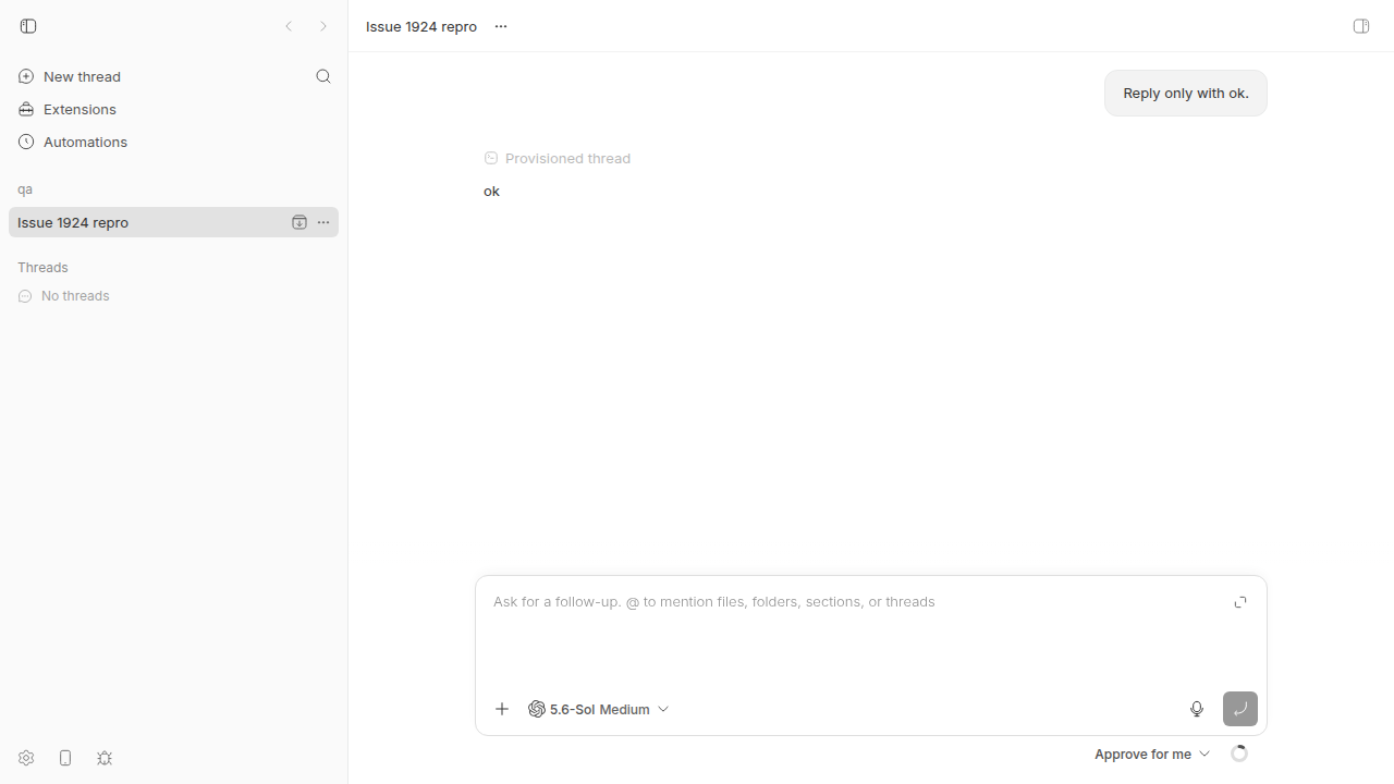 Hovering the sidebar row reveals the Archive thread button
