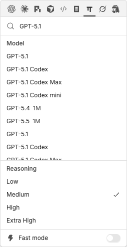 Real omp picker with duplicated GPT-5.1 rows