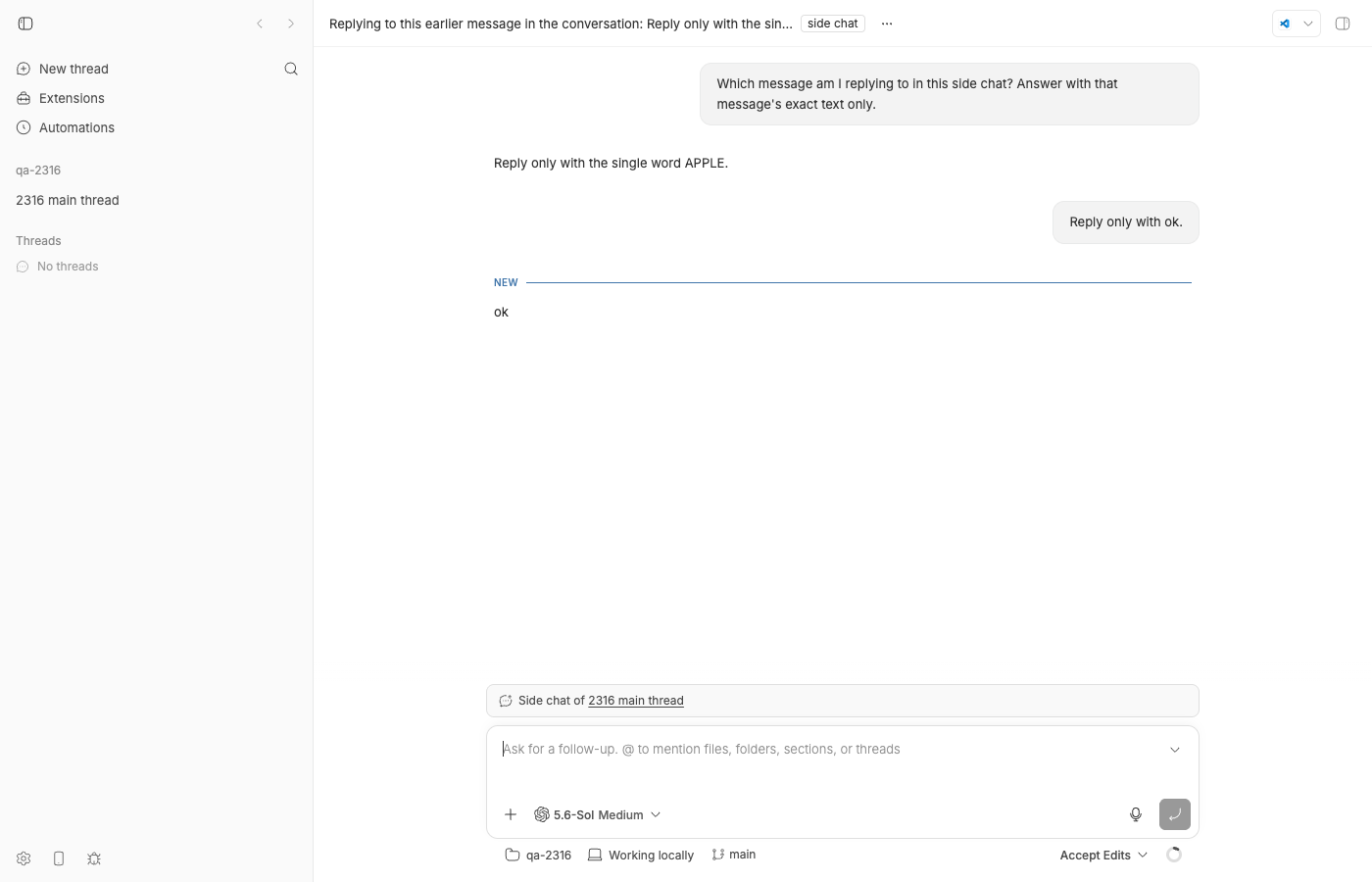 Fork 3 with fix answers with the APPLE message text