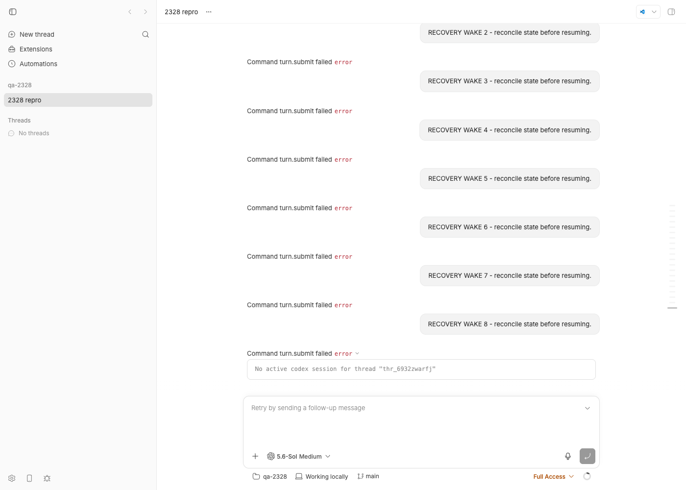Nine wakes, nine identical rejections