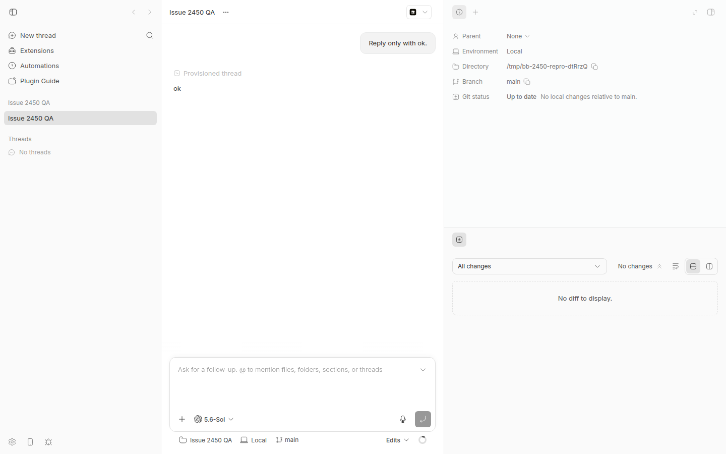 A bb thread with Info above Diff in two right-panel panes and no direct pane removal controls