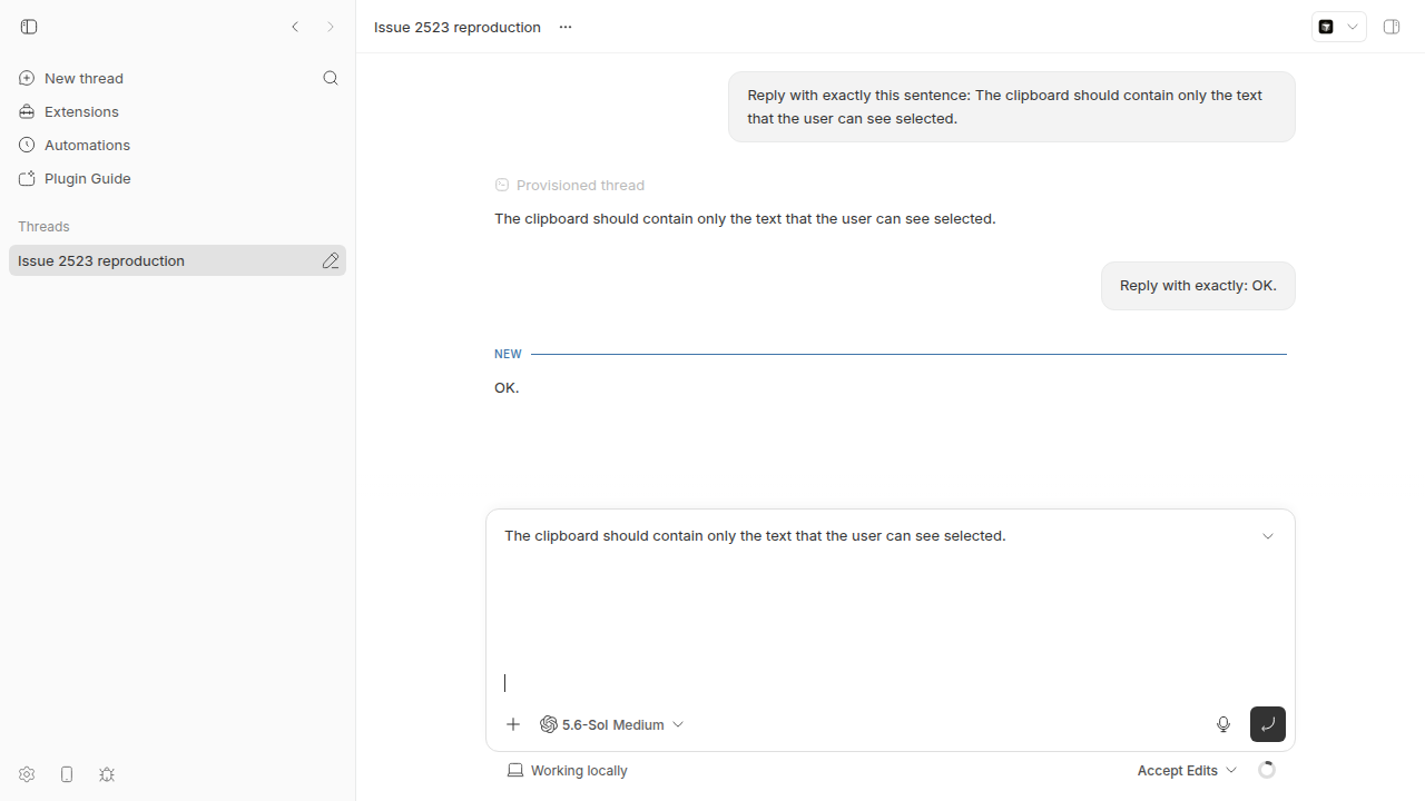The bb composer after the selected sentence was pasted with blank lines