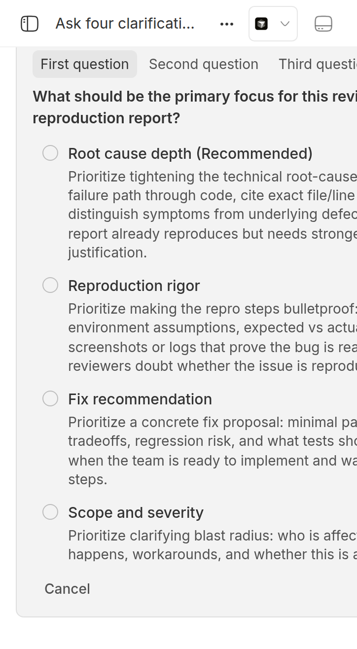 The reproduced question form at 362 by 658 CSS pixels