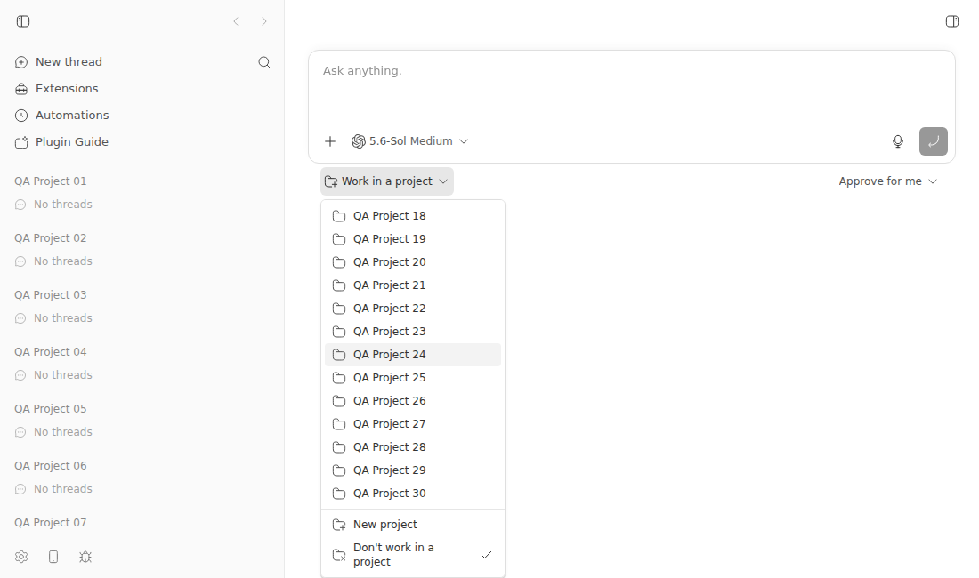 The proposed scroll classes expose projects 18 through 30 after wheel input