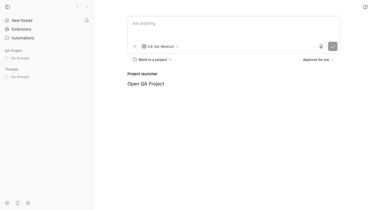 The root composer before the project launcher action