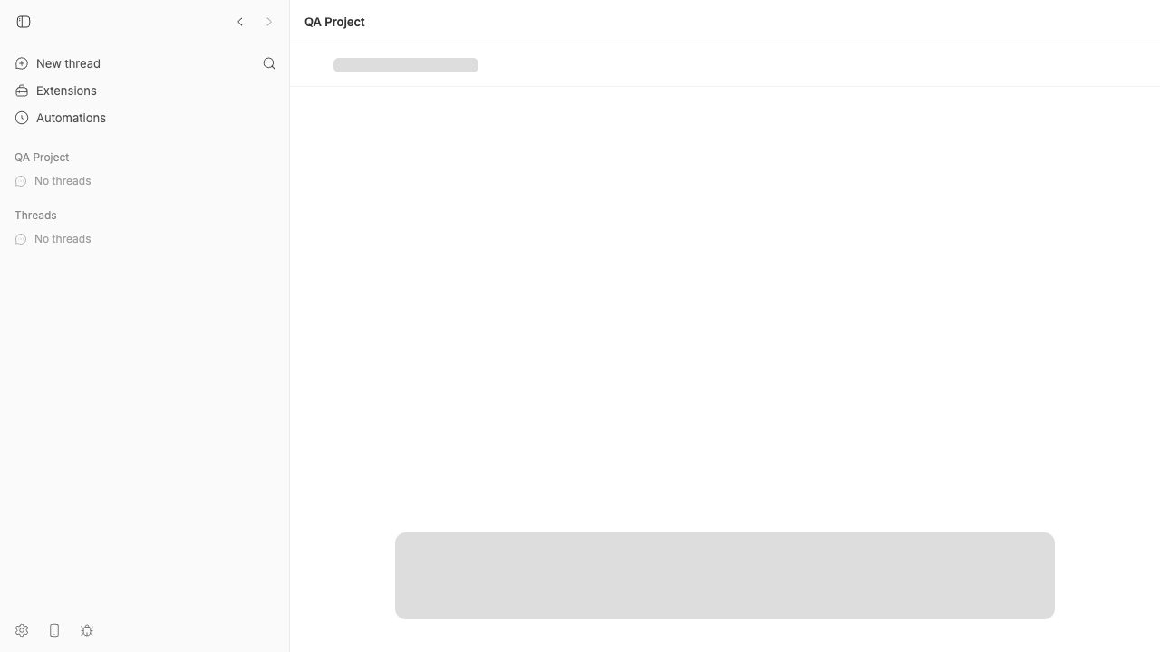 The full-page project loading skeleton after the launcher action