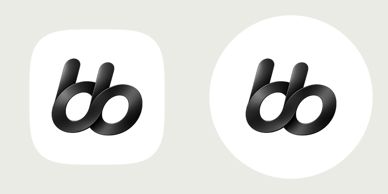 The shipped any-purpose icon beside the shipped maskable icon clipped to a circle; both show the complete bb glyph at the same scale