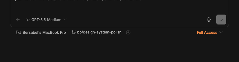 Expanded follow-up composer showing GPT-5.5 Medium in its execution controls