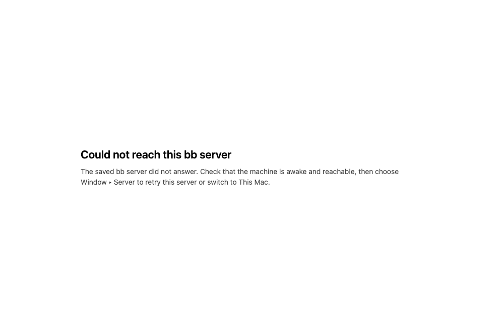 Desktop startup error page with a heading and explanatory paragraph but no retry control