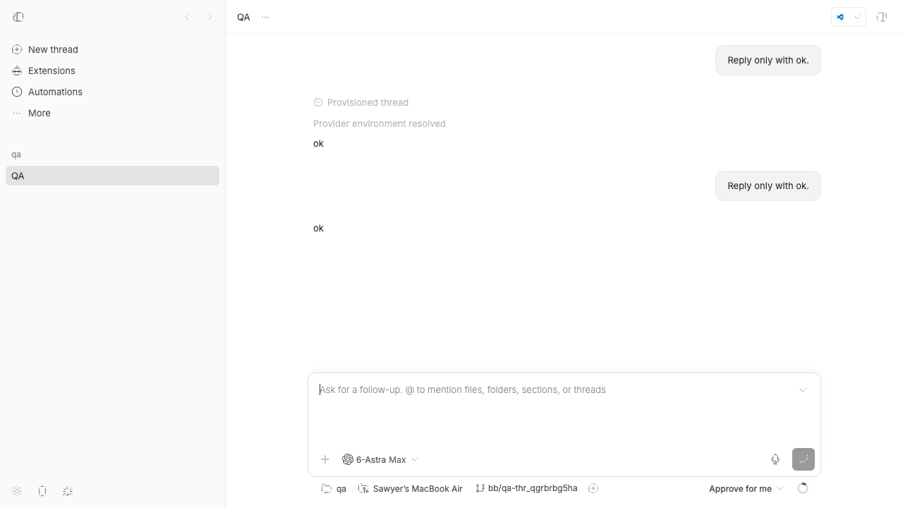 Composer showing Max reasoning after a page reload