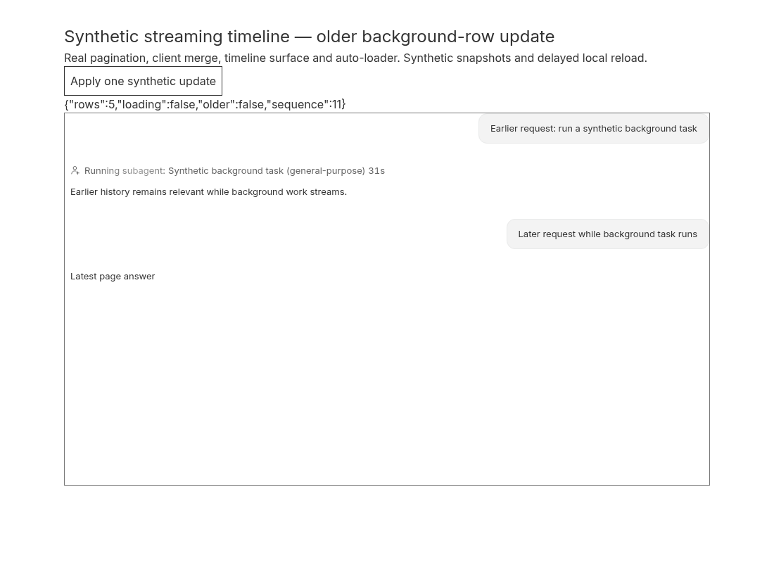 Actual first Chromium full state of synthetic streaming timeline