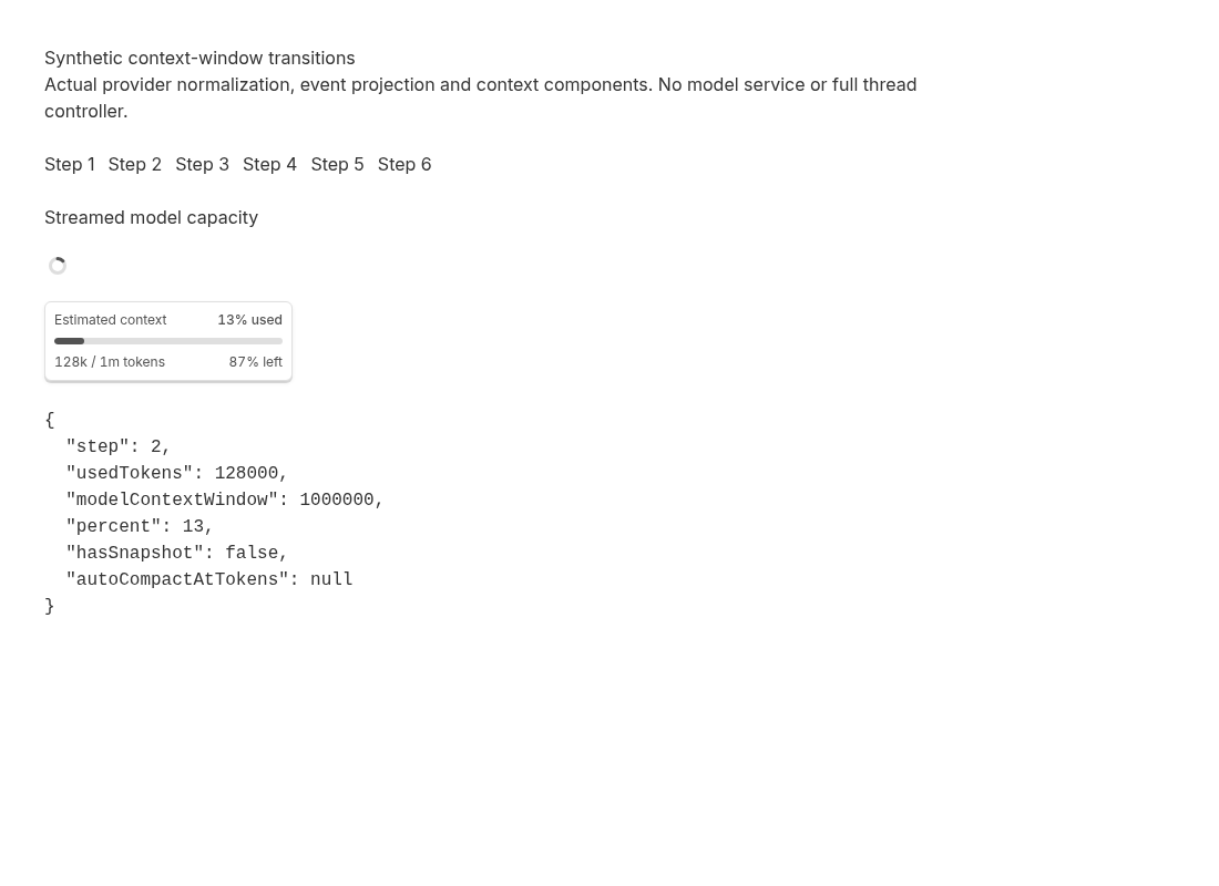 Actual first Chromium capture, transition 2: context ring and token label