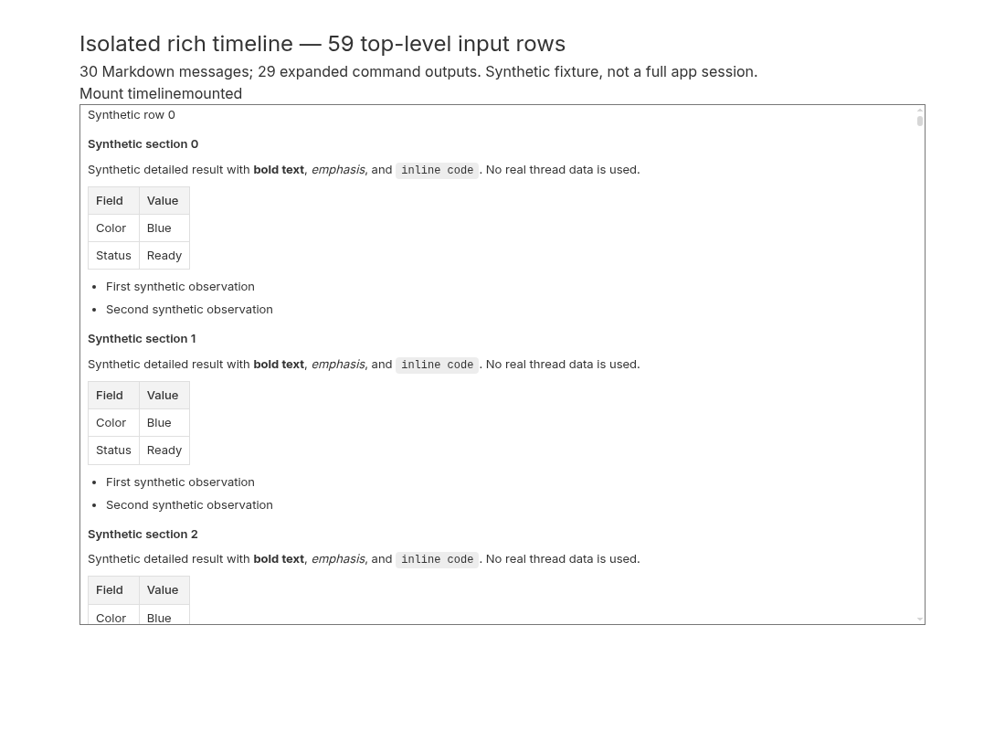 Actual synthetic rich timeline in desktop, first run