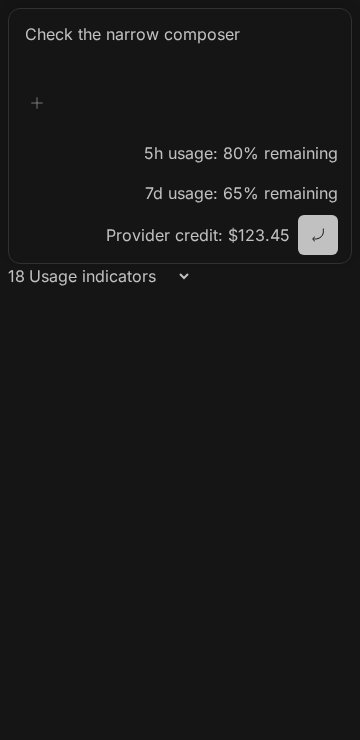 After: usage indicators wrap and Send is visible at the lower right
