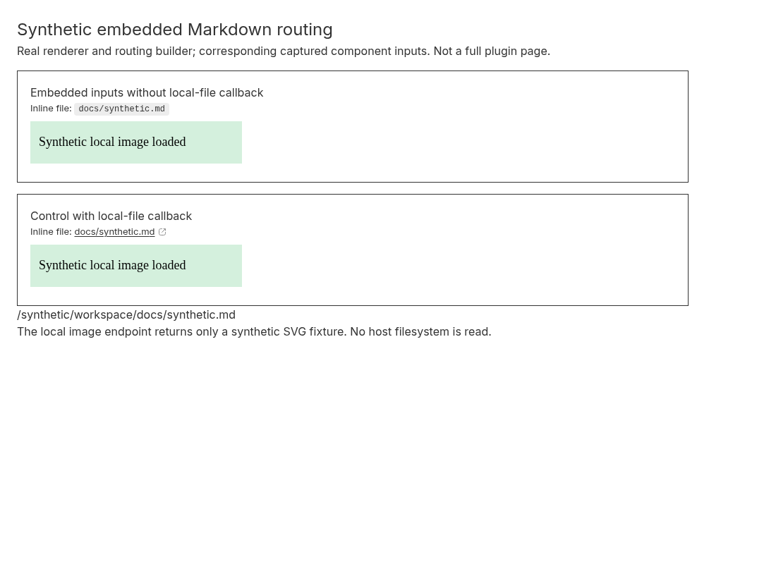 Actual second Chromium screenshot: inert inline file path, linked control and loaded synthetic images