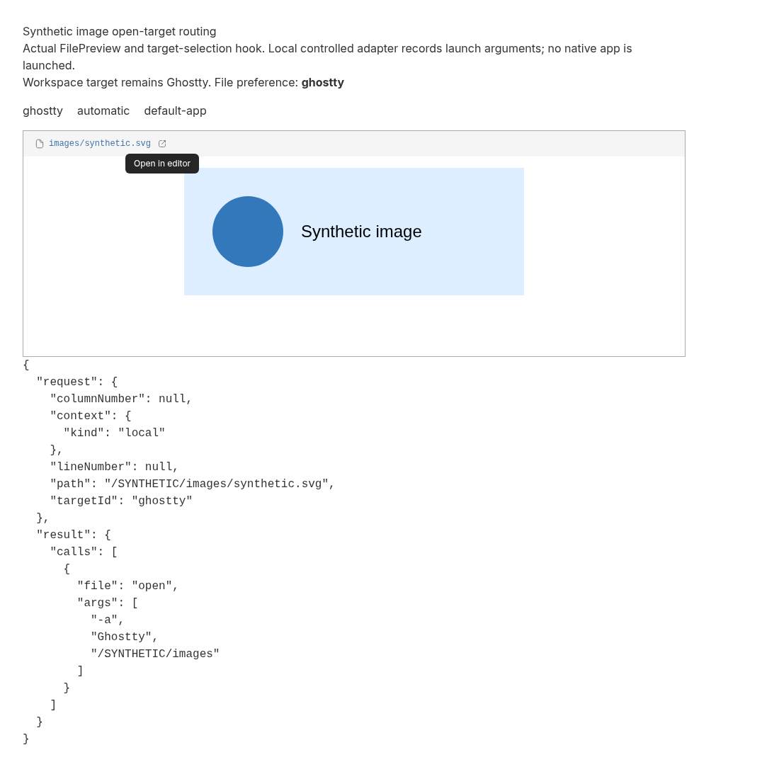 Actual first Chromium screenshot with ghostty file preference and recorded invocation