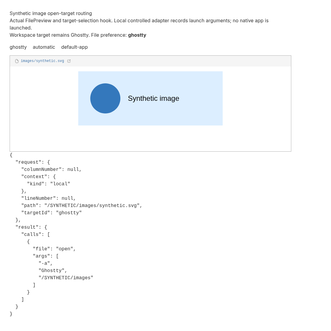 Actual second Chromium screenshot with ghostty file preference and recorded invocation